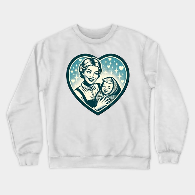 Vintage Motherhood Love Heart Symbol of Maternal Affection Crewneck Sweatshirt by Cat In Orbit ®